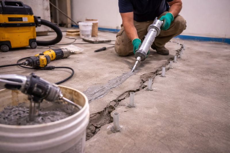 Cracked Basement Floor Repair in Holly Springs, NC